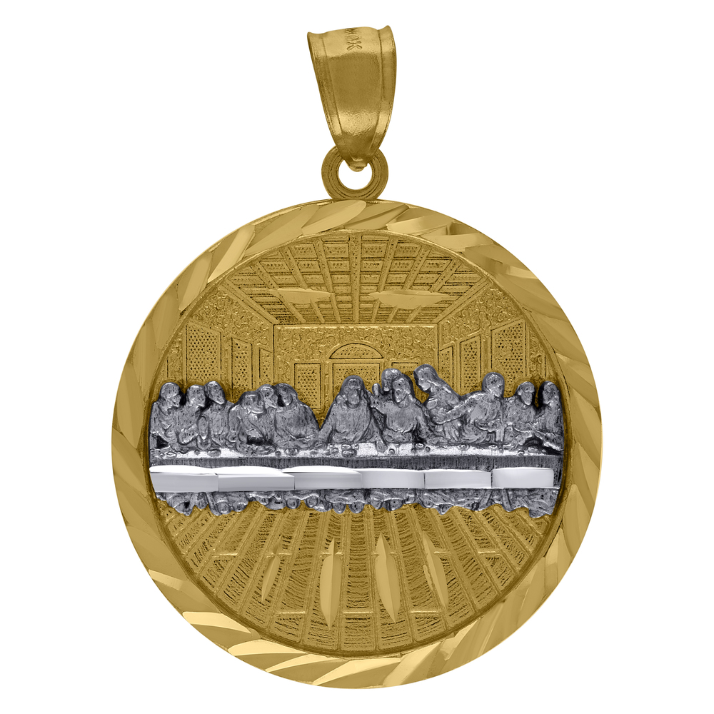 10kt 10k Two-Tone Gold Diamond-Cut Last Supper Religious Charm Pendant